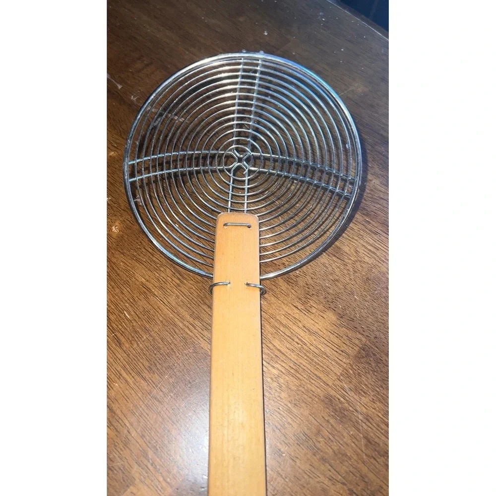 Farberware Bao/Dumpling Wire & Bamboo Skimmer/Strainer~ Wooden Handle 14